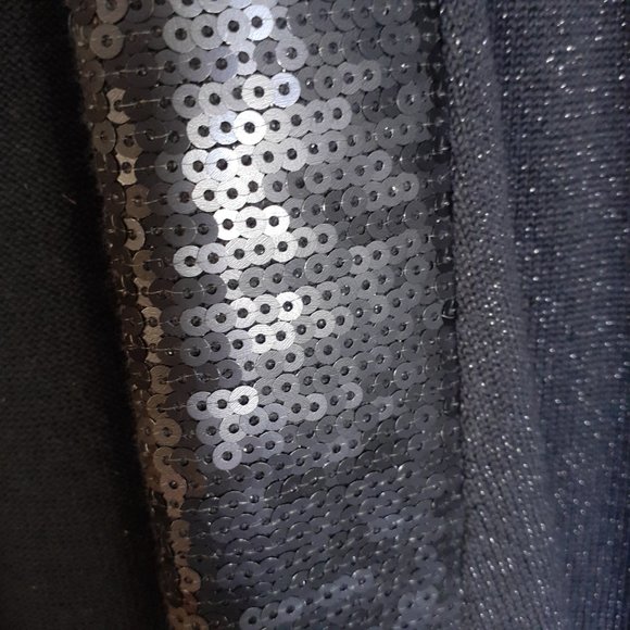 Soft Surroundings Metallic Shimmer Knit Open Cardigan Sequin Trim Gray Size L - Picture 6 of 12
